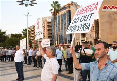 راهپیمایی در حلب علیه آمریکا و ترکیه